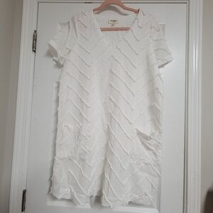 Anthropologie Porridge White Chenille Chevron Dress Size XS.
